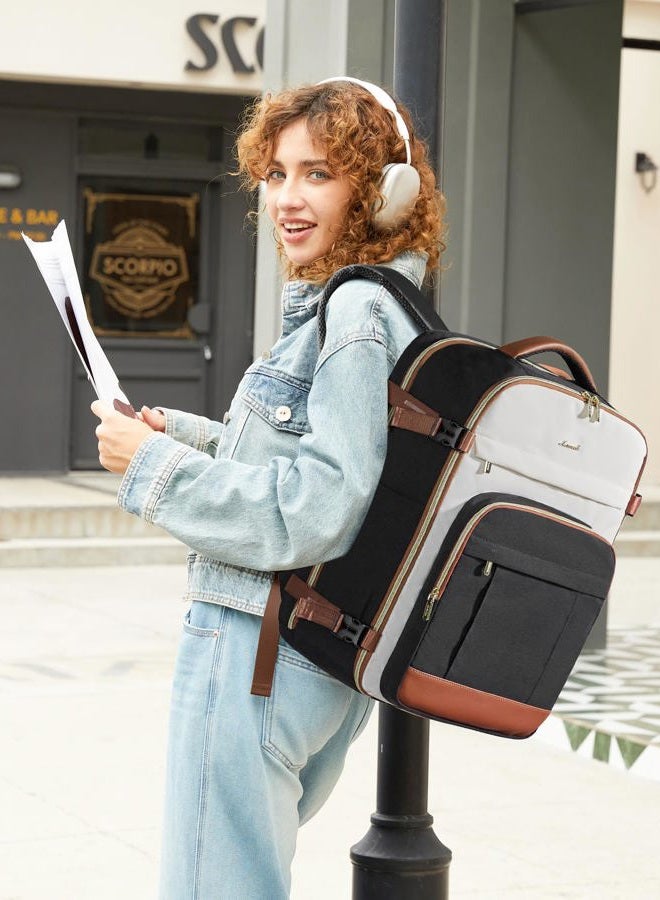 Lovevook Travel Backpack for Women, Black-beige-brown, X-Large-50L-4Pcs - Image 2