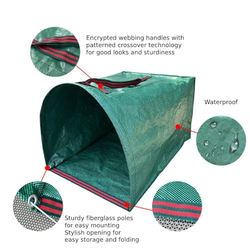 RISETEX 2-Pack Yard Waste Bags，Large Yard Dustpan-Type Garden Bag for Collecting Leaves，Reuseable Heavy Duty lawn and leaf bags，Garden Waste Container for Clean Up Outdoor Debris Leaves Grass Clippings - Image 2