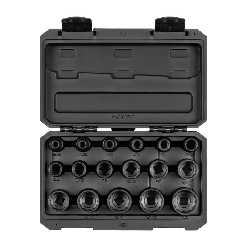 TEKTON 12 Inch Drive 12Point Impact Socket Set with Case 17Piece 516114 in SID92336