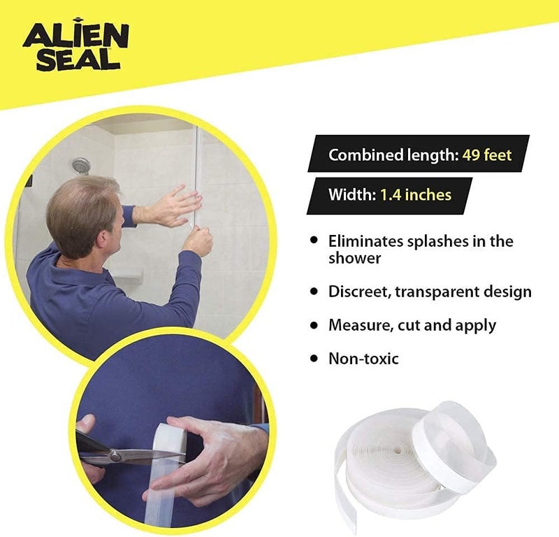 ALIEN TAPE Alien Draft Seal Transparent Silicone Seal Strip Anti-Draft Adhesive and Flexible Flap to Seal Gaps Around Doors Showers and Windows Weather Stripping Insulator Tape As Seen On TV Set of 2 (6 Rolls) - Image 2