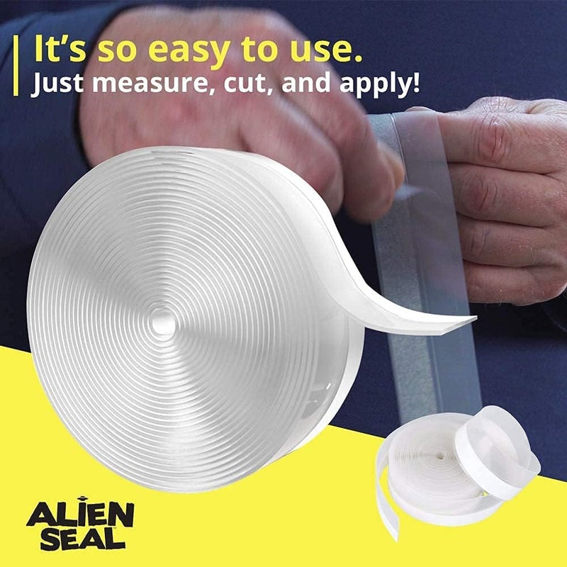 ALIEN TAPE Alien Draft Seal Transparent Silicone Seal Strip Anti-Draft Adhesive and Flexible Flap to Seal Gaps Around Doors Showers and Windows Weather Stripping Insulator Tape As Seen On TV Set of 2 (6 Rolls) - Image 3