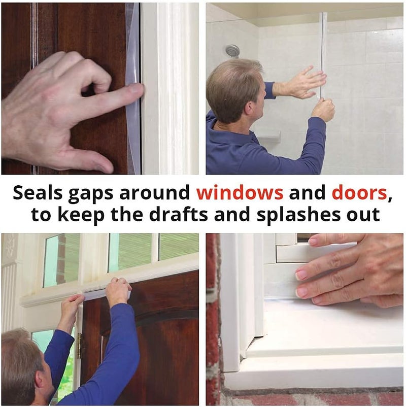 ALIEN TAPE Alien Draft Seal Transparent Silicone Seal Strip Anti-Draft Adhesive and Flexible Flap to Seal Gaps Around Doors Showers and Windows Weather Stripping Insulator Tape As Seen On TV Set of 2 (6 Rolls) - Image 4