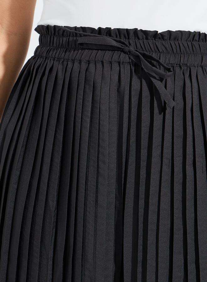 Styli Solid Wide Leg Paper Bag Waist Pleated Pants - Image 3
