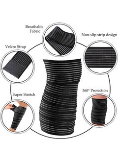 Generic 2Pcs Elastic Calf Compression Bandage Leg Compression Sleeve for Men and Women Compression Wraps Lower Legs for Stabilising Ligament Joint Pain Sport Adjustable Black 180cm  - Image 3