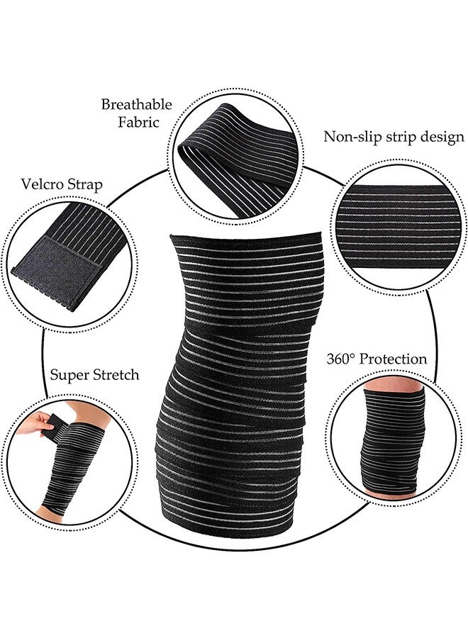 Generic 2Pcs Elastic Calf Compression Bandage Leg Compression Sleeve for Men and Women Compression Wraps Lower Legs for Stabilising Ligament Joint Pain Sport Adjustable Black 180cm - Image 3