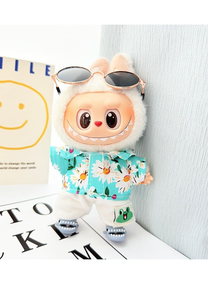 بيوتي بوكس ملابس عطلة للدمى مقاس 17 سم، إكسسوارات للدمى مقاس 17 سم، مجموعة ملابس للدمى، مجموعة أنيقة وعصرية من 5 قطع نظارات أحذية ملابس للدمى إكسسوارات (بدون دمية) (مشمش) - Image 2