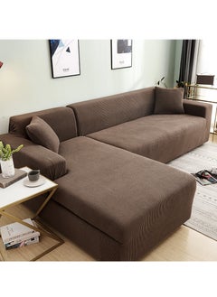 DUNISO Couch Slipcover L Shape Sofa Cover, Composed of a two-seat sofa cover and a three-seat sofa cover,High weight fully wrapped elastic sofa cover with Corn silk fabric,Sofa protective cover, anti slip cover, furniture protector,for L-shaped sofa which five people to sit on  - Image 2