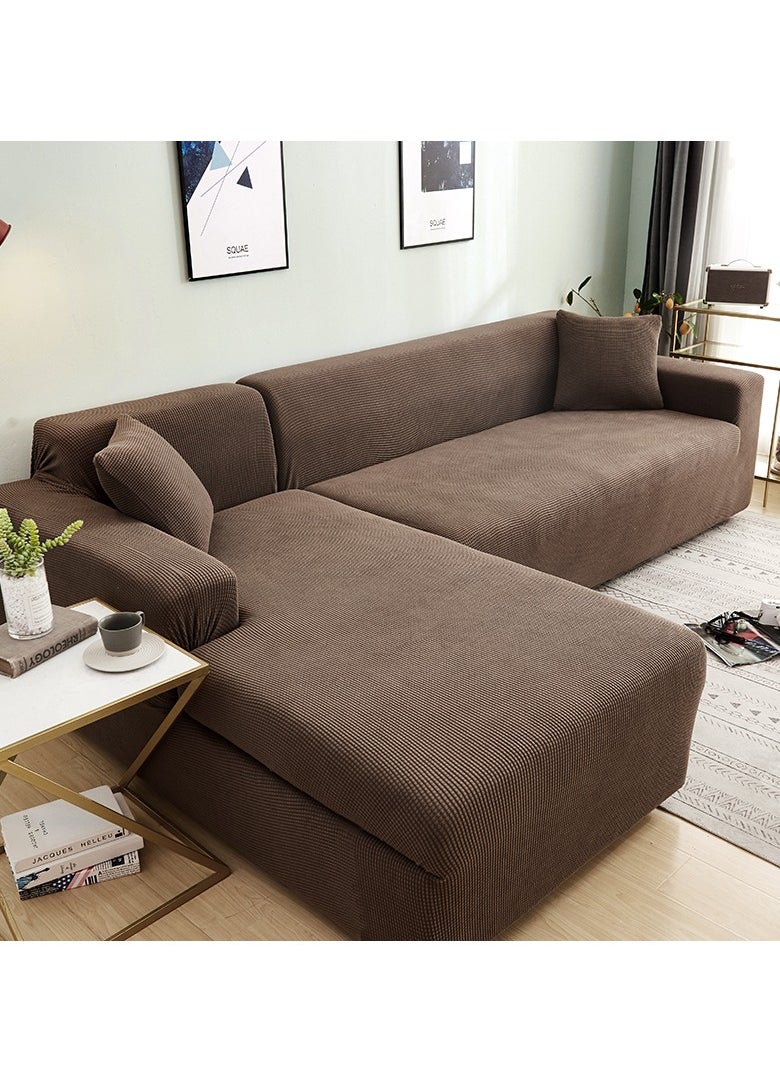 DUNISO Couch Slipcover L Shape Sofa Cover, Composed of a two-seat sofa cover and a three-seat sofa cover,High weight fully wrapped elastic sofa cover with Corn silk fabric,Sofa protective cover, anti slip cover, furniture protector,for L-shaped sofa which five people to sit on  - Image 2