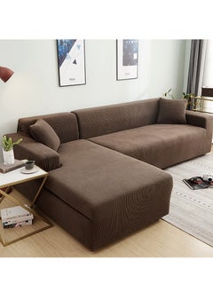 DUNISO Couch Slipcover L Shape Sofa Cover, Composed of a two-seat sofa cover and a three-seat sofa cover,High weight fully wrapped elastic sofa cover with Corn silk fabric,Sofa protective cover, anti slip cover, furniture protector,for L-shaped sofa which five people to sit on  - Image 3
