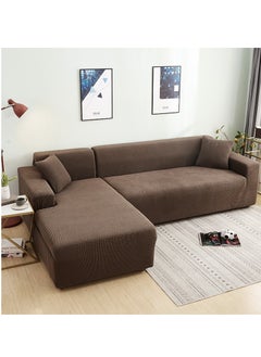 DUNISO Couch Slipcover L Shape Sofa Cover, Composed of a two-seat sofa cover and a three-seat sofa cover,High weight fully wrapped elastic sofa cover with Corn silk fabric,Sofa protective cover, anti slip cover, furniture protector,for L-shaped sofa which five people to sit on  - Image 4