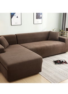DUNISO Couch Slipcover L Shape Sofa Cover, Composed of a two-seat sofa cover and a three-seat sofa cover,High weight fully wrapped elastic sofa cover with Corn silk fabric,Sofa protective cover, anti slip cover, furniture protector,for L-shaped sofa which five people to sit on  - Image 5