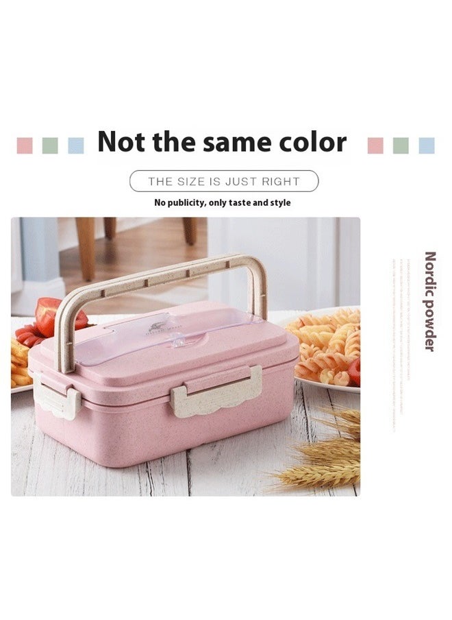 yongsheng Wheat Straw Microwave Compatible Lunch Box With Cutlery Healthy Food Container ABS Pink 21.5*15.5*8.5cm， Lunch Box for Women & Adults: Stackable Snack Box Container with Compartments, Portable Salad & Meal Prep Container, Reusable Plastic Lunchbox for Work,& Travel，Pink  - Image 4