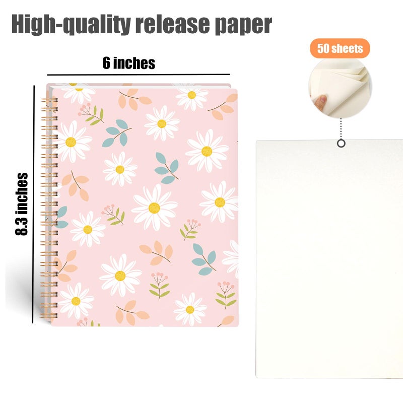 Koogel Sticker Collecting Book, Reusable Sticker Collecting Album Blank Sticker Storage Book 50 Sheets Release Paper for Sticker Keeper Holder A5 (Flower) - Image 5