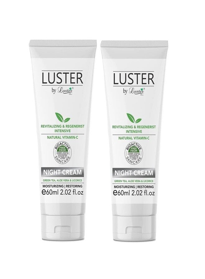 Luster Night Cream Revitalizing & Regenerist Intensive Made With Natural Vitamin - C | Night Cream For Women & Men | Overnight Repair | 100% Organic Acne-Prone Treatment - (Pack of 2-60ml each) - Image 1