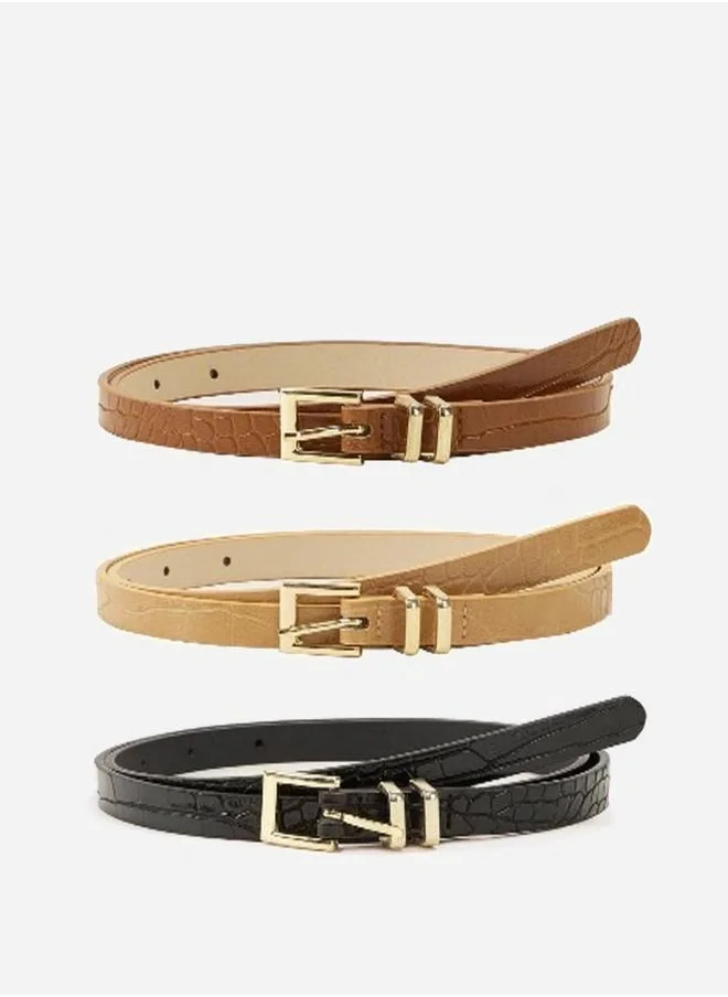 Styli Styli Set of 3 - Solid Slim Belt