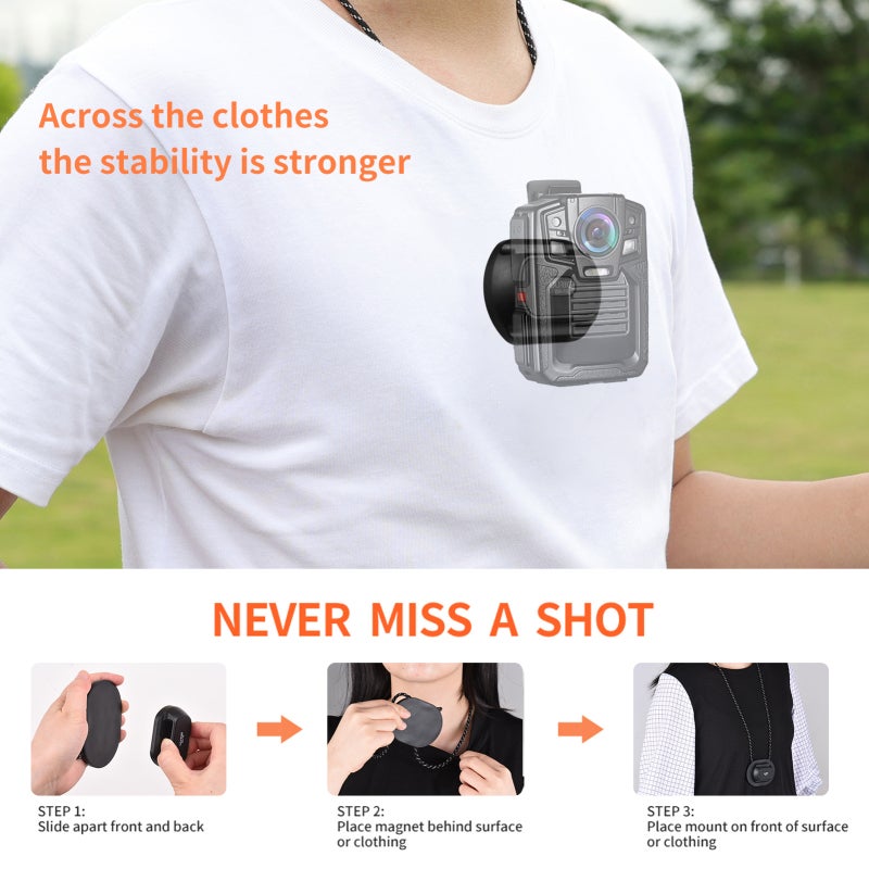 UURIG BH-15 Universal Body Camera Mount Magnetic Neck Holder Camera Mount Replacement for BOBLOV & Most Body Cam Stick to Clothes - Image 2