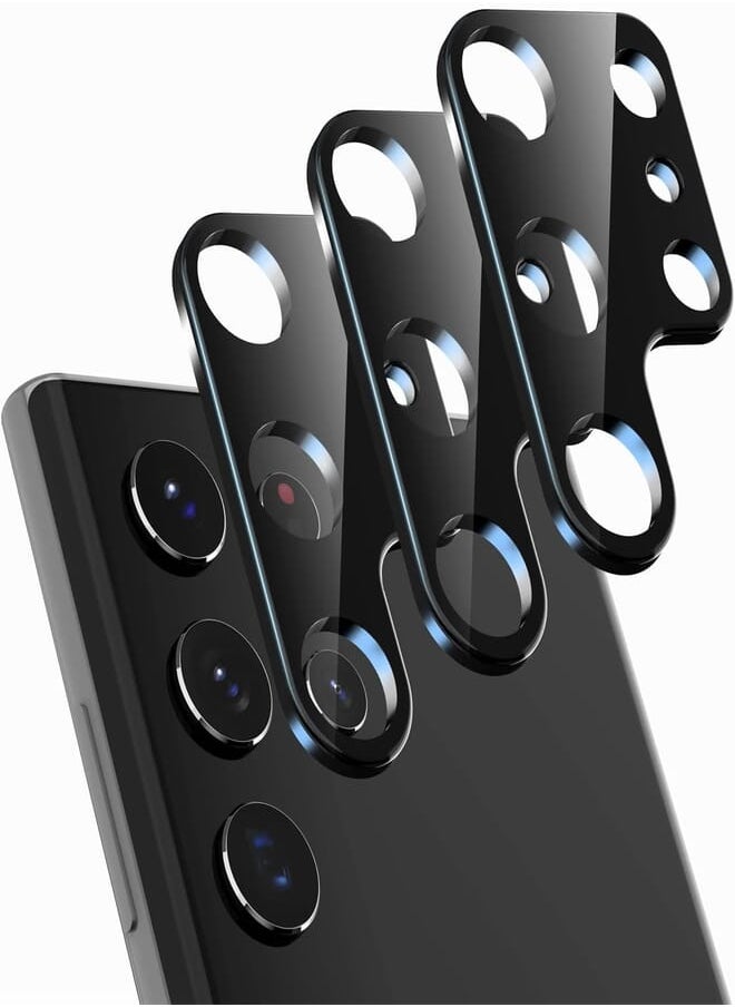 Suoman - Suoman 3-Pack for Samsung Galaxy S22 Ultra 5G Camera Lens Protector, HD Tempered Glass Screen Protective Film [Not Affect Flash] [Scratch-Resistant] - Black - Image 1