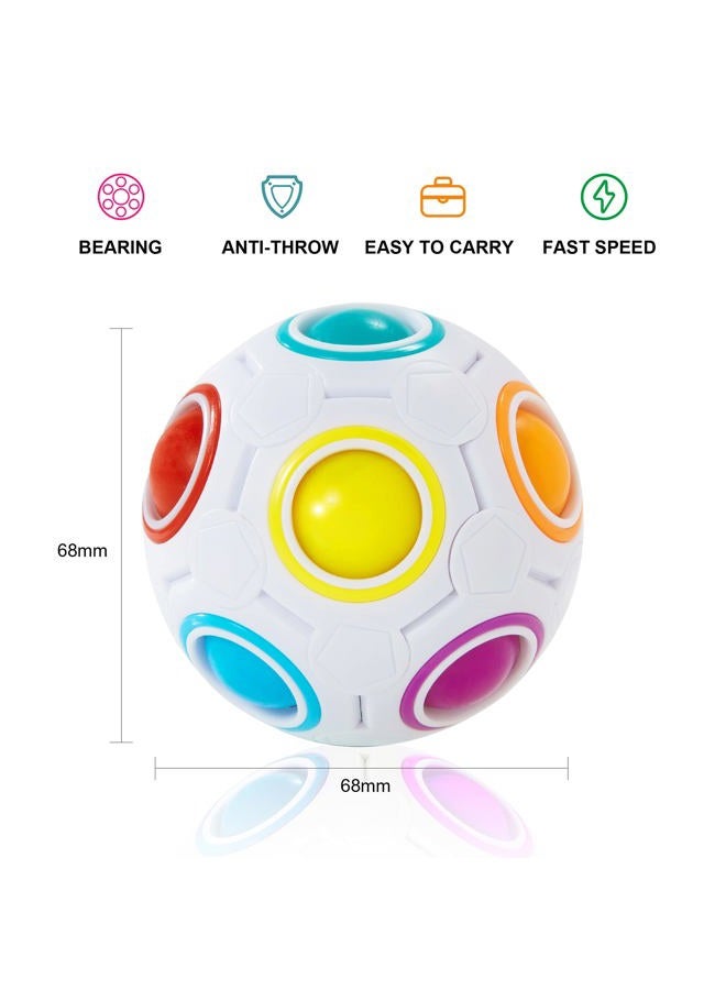 VDEALEN Magic Rainbow Puzzle Ball, Fidget Ball Puzzle Brain Teaser Fidget Toy- Birthday Party Easter Valentines Day Christmas Stocking Stuffers for Kids Teen & Adults(White&Blue&Green) - Image 2