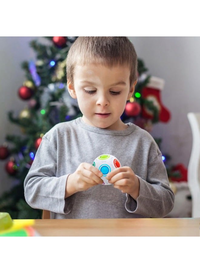 VDEALEN Magic Rainbow Puzzle Ball, Fidget Ball Puzzle Brain Teaser Fidget Toy- Birthday Party Easter Valentines Day Christmas Stocking Stuffers for Kids Teen & Adults(White&Blue&Green) - Image 5