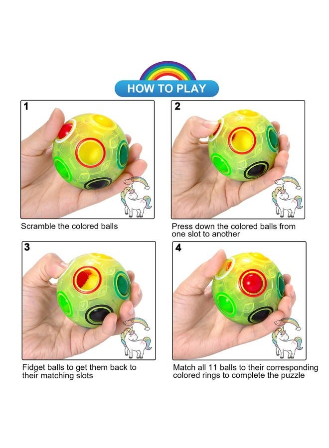 VDEALEN Magic Rainbow Puzzle Ball, Fidget Ball Puzzle Brain Teaser Fidget Toy- Birthday Party Easter Valentines Day Christmas Stocking Stuffers for Kids Teen & Adults(White&Blue&Green) - Image 4