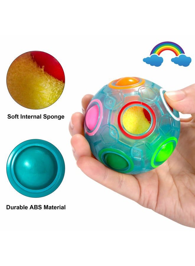 VDEALEN Magic Rainbow Puzzle Ball, Fidget Ball Puzzle Brain Teaser Fidget Toy- Birthday Party Easter Valentines Day Christmas Stocking Stuffers for Kids Teen & Adults(White&Blue&Green) - Image 3