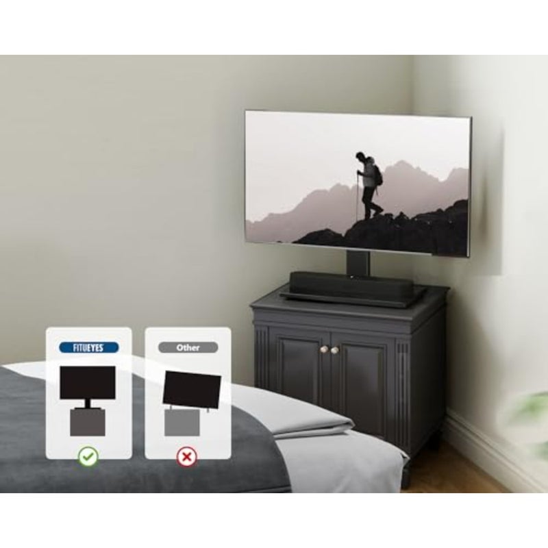 Tabletop TV Stand with Safety Rope for 27-55 Inch LCD LED TVs 60 Swivel 6-Height Adjustable Tempered Glass Base Cable Management TT103702GB - Image 2
