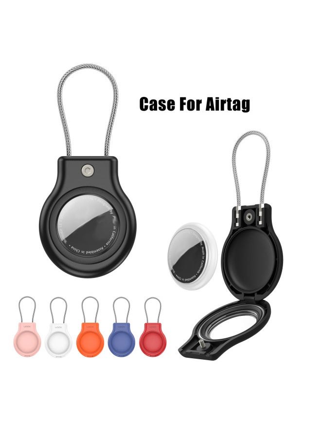 Generic - For Apple AirTag Protective Case For Apple Tracker PC Security Lock Anti-lost Hanging Buckle Tracker Protective Case-Color:Black-Applicable Models:Suitable For Airtag Locator - Image 1