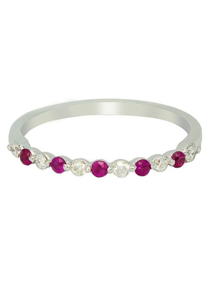 Capri Gold Capri Gold Ruby Diamond Pave Ring in 18K White Gold, 7 US - Image 1