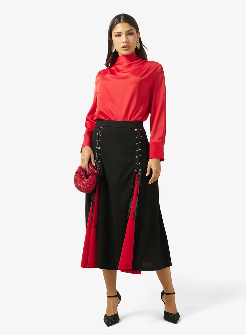 خزانة A-line Skirt With Tie Up Detail