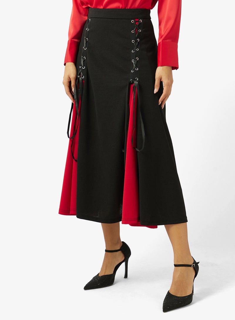 Khizana A-line Skirt With Tie Up Detail - Image 1
