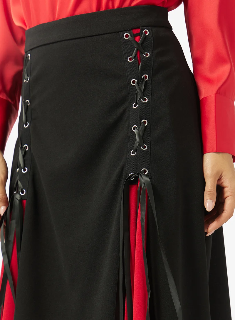 Khizana  A-line Skirt With Tie Up Detail for Women | Best Price UAE