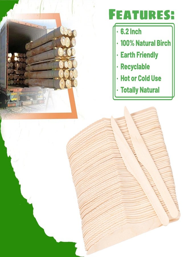 ANTETOK Disposable Wooden Cutlery Knives - 100 Pack Wooden Knives Disposable,Biodegradable and Earth Friendly, 6.3 Inch Length Wood Knives - Image 3