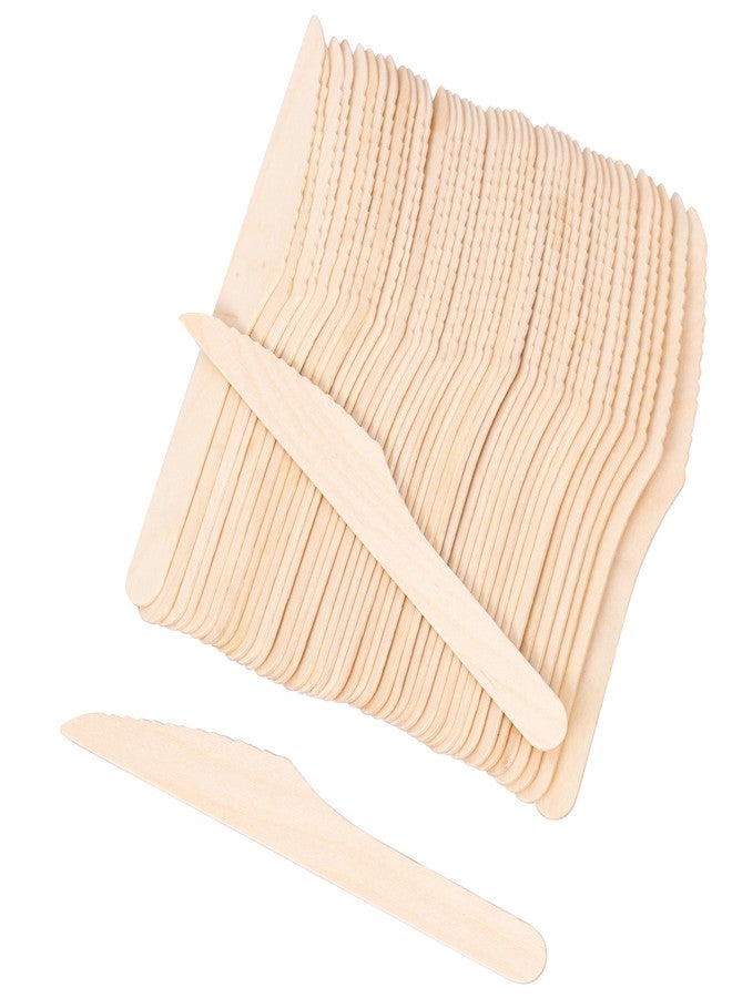 ANTETOK Disposable Wooden Cutlery Knives - 100 Pack Wooden Knives Disposable,Biodegradable and Earth Friendly, 6.3 Inch Length Wood Knives - Image 1