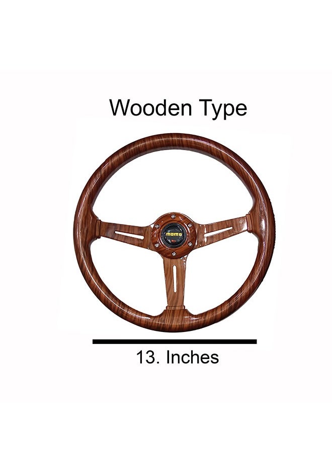Royal ROYAL - 13.5-inch Wooden Style MOMO Universal 345mm Car Steering Wheel, Sports Look & Grant Classic Wooden Type Horn Style Tuning Car Steering Wheel (DYT-5173) (Wooden)  - Image 3