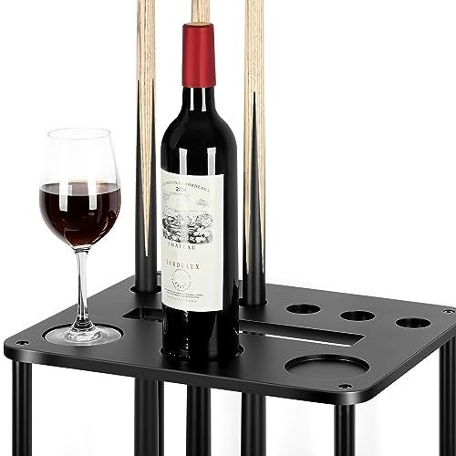 smusei Pool Stick Holder Pool Cue Holder Pool Cue Stick Rack Floor Stand Billiard Stick Holder Pool Table Accessories for Billiard Room Game Room Club Holds 6 Cues, Black - Image 3