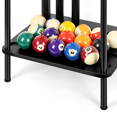 smusei Pool Stick Holder Pool Cue Holder Pool Cue Stick Rack Floor Stand Billiard Stick Holder Pool Table Accessories for Billiard Room Game Room Club Holds 6 Cues, Black - Image 4