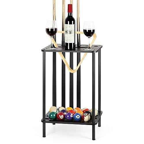 smusei Pool Stick Holder Pool Cue Holder Pool Cue Stick Rack Floor Stand Billiard Stick Holder Pool Table Accessories for Billiard Room Game Room Club Holds 6 Cues, Black - Image 1