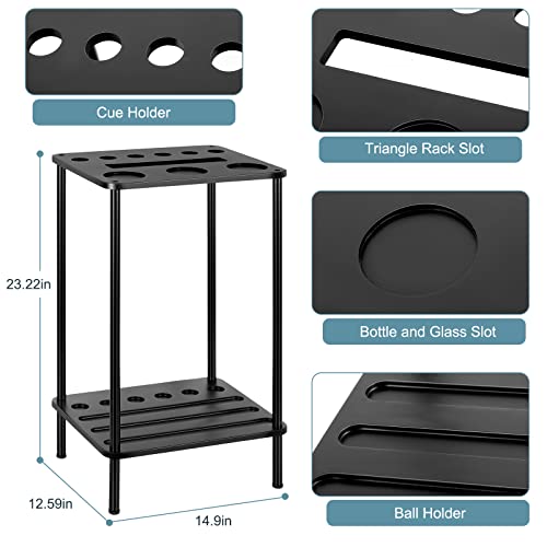 smusei Pool Stick Holder Pool Cue Holder Pool Cue Stick Rack Floor Stand Billiard Stick Holder Pool Table Accessories for Billiard Room Game Room Club Holds 6 Cues, Black - Image 2