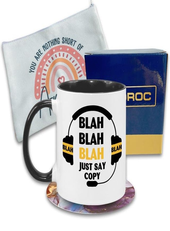MEDROC 911 Dispatcher Gifts Mug - 11oz with Coaster and Makeup Bag, Say Copy Coffee Cups For Women Men, 911 Telecommunicators Week Appreciation Gift For Emergency Dispatch Employees Staffs Accessories - Image 1