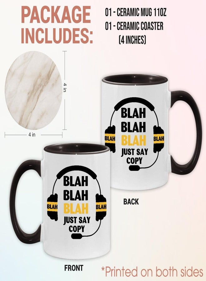 MEDROC 911 Dispatcher Gifts Mug - 11oz with Coaster and Makeup Bag, Say Copy Coffee Cups For Women Men, 911 Telecommunicators Week Appreciation Gift For Emergency Dispatch Employees Staffs Accessories - Image 2