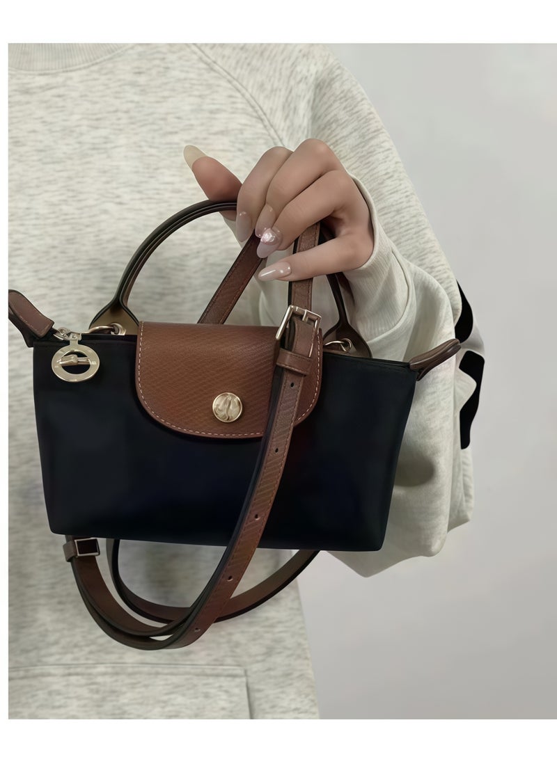 لونج شامب حقيبة يد صغيرة للنساء من لونشامب، حقائب كروس بودي، حقيبة كتف مع حزام كتف بمشبك، أسود كلاسيكي - Image 2