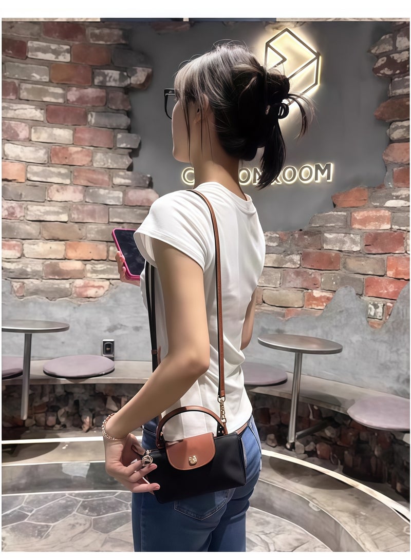 لونج شامب حقيبة يد صغيرة للنساء من لونشامب، حقائب كروس بودي، حقيبة كتف مع حزام كتف بمشبك، أسود كلاسيكي - Image 5