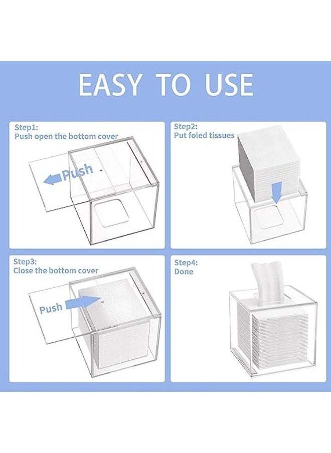 SMARTPOINTS - Acrylic Tissue Box Cover 5.4x5.4x5.4'' Clear Tissue Holder Napkin Dispenser for Home Office Restaurant-Clear - Image 1