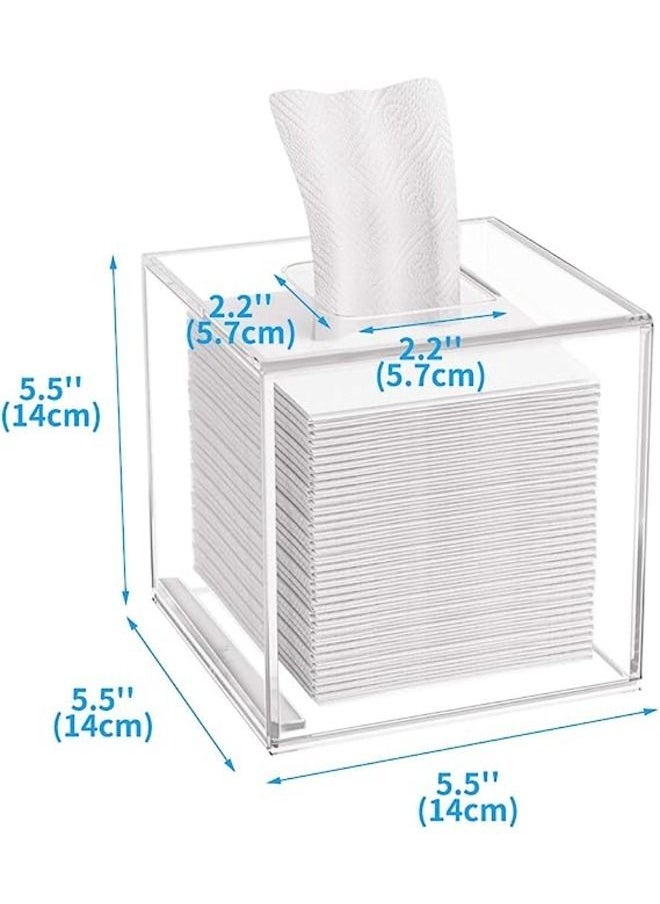SMARTPOINTS - Acrylic Tissue Box Cover 5.4x5.4x5.4'' Clear Tissue Holder Napkin Dispenser for Home Office Restaurant-Clear - Image 1