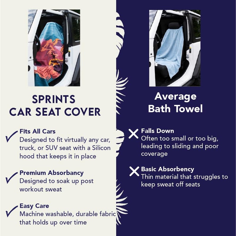 Sprints Athletic Running Towel, Full-Sized, Car Seat Cover - Performance Microfiber (Bohemian Nomad Noises) - Image 2