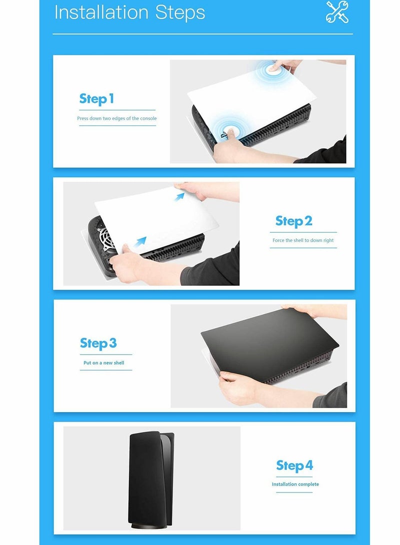 Faceplate Replacement for PS5 Console, Side Plate Shell Accessories Hard Shockproof Anti-Scratch Dustproof ABS Case, Accessories, Easy Installation