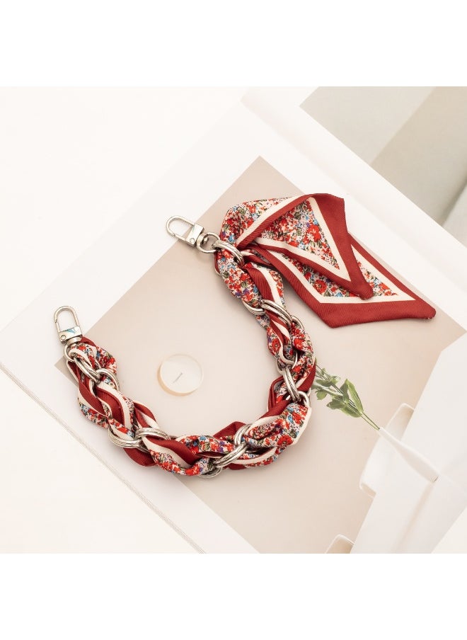 NIBEMINENT Beaded Phone Lanyard, Anti Lost Removable Wrist Strap, Weaving Silk Scarf Bracelet Pendant, Phone Keychain Lanyard, White 