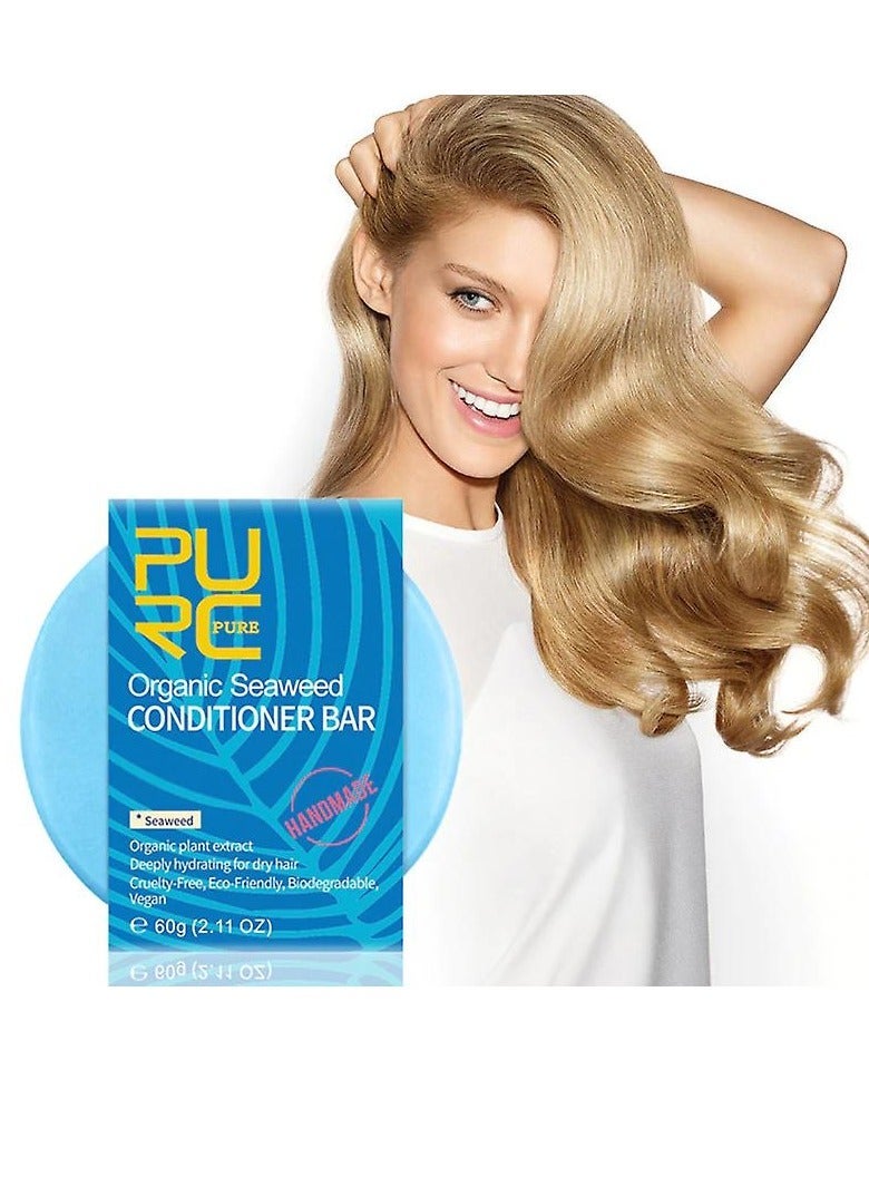 PURC 60g Organic Seaweed Conditioner Bar Deeply Moisturizing Hydrating Conditioner Bar for Dry and Damaged Hair Natural Plant Extracts Ingredients Conditioner Bar for Nourishing and Shine - Image 4