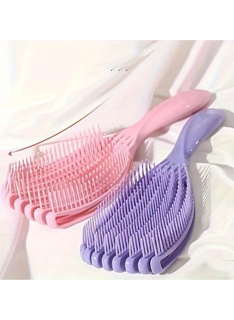 Rozino 2 PCS Shell Comb for Wet and Dry Use, Fluffy Style Large Curved Comb, Smooth and Knot-Free, Eight-Claw Massage Comb  - Image 1