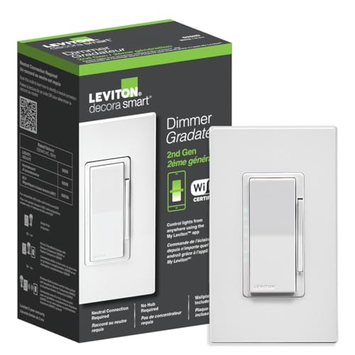 Leviton Decora Smart Dimmer Switch, Wi-Fi 2nd Gen, Neutral Wire Required, Works with Matter, My Leviton, Alexa, Google Assistant, Apple Home/Siri & Wired or Wire-Free 3-Way, D26HD-1RW, White - Image 1